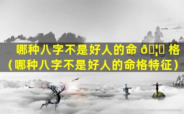 哪种八字不是好人的命 🦆 格（哪种八字不是好人的命格特征）
